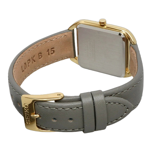 Relógio Seiko Ladies Quartzo Quadrado Dourado Cinz.